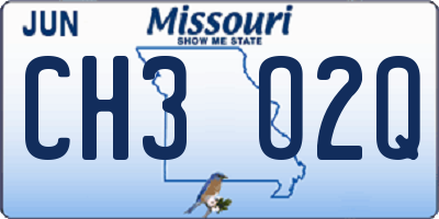 MO license plate CH3O2Q