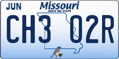 MO license plate CH3O2R