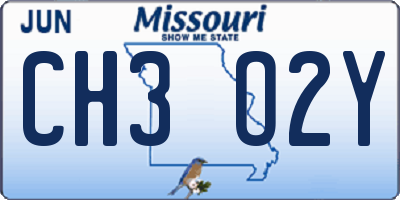 MO license plate CH3O2Y