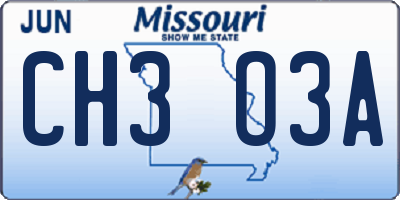 MO license plate CH3O3A