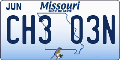 MO license plate CH3O3N