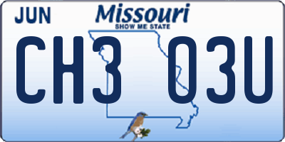 MO license plate CH3O3U