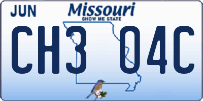MO license plate CH3O4C