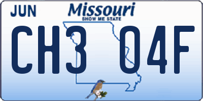 MO license plate CH3O4F