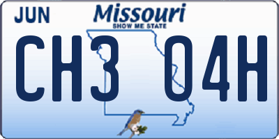 MO license plate CH3O4H