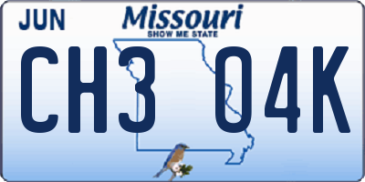 MO license plate CH3O4K