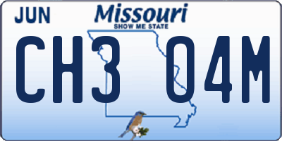 MO license plate CH3O4M