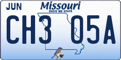 MO license plate CH3O5A