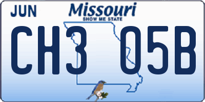MO license plate CH3O5B
