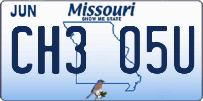 MO license plate CH3O5U