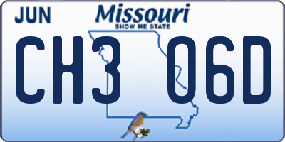 MO license plate CH3O6D