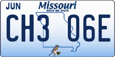 MO license plate CH3O6E