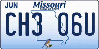 MO license plate CH3O6U
