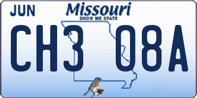 MO license plate CH3O8A