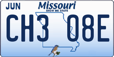 MO license plate CH3O8E