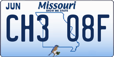 MO license plate CH3O8F