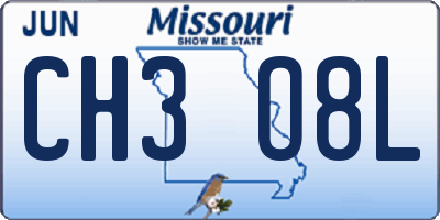 MO license plate CH3O8L