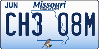 MO license plate CH3O8M