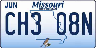 MO license plate CH3O8N