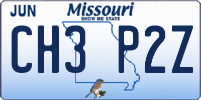MO license plate CH3P2Z