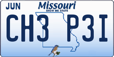 MO license plate CH3P3I