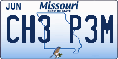 MO license plate CH3P3M