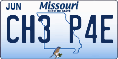 MO license plate CH3P4E