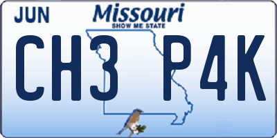 MO license plate CH3P4K