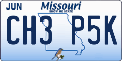 MO license plate CH3P5K