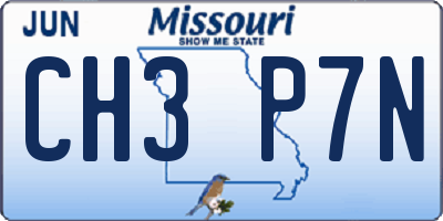 MO license plate CH3P7N