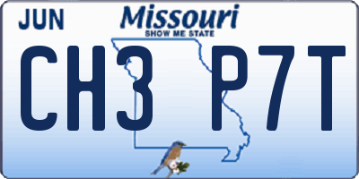 MO license plate CH3P7T