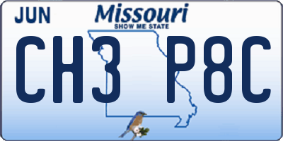 MO license plate CH3P8C