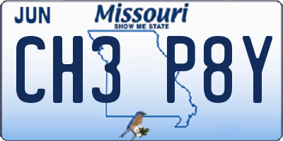 MO license plate CH3P8Y