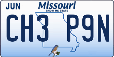 MO license plate CH3P9N