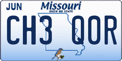 MO license plate CH3Q0R