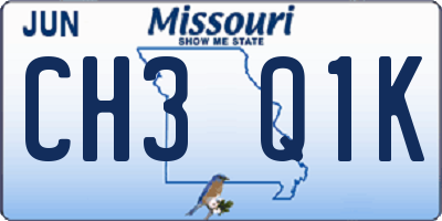 MO license plate CH3Q1K