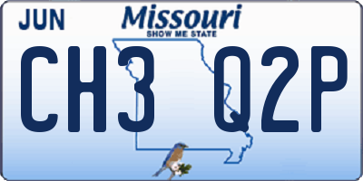 MO license plate CH3Q2P