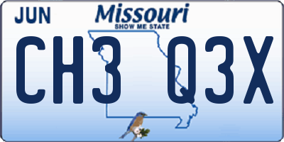 MO license plate CH3Q3X