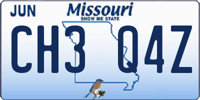 MO license plate CH3Q4Z