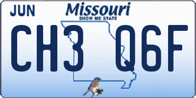 MO license plate CH3Q6F