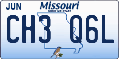 MO license plate CH3Q6L
