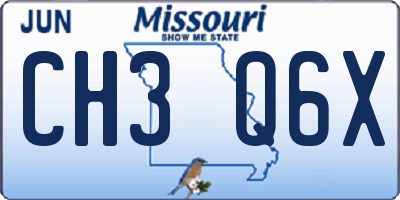 MO license plate CH3Q6X