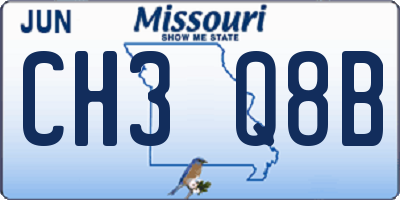 MO license plate CH3Q8B