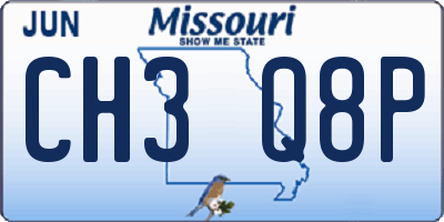 MO license plate CH3Q8P