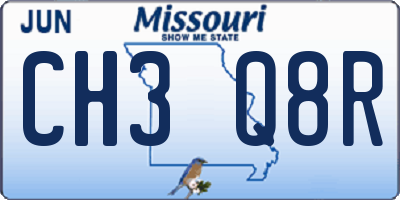 MO license plate CH3Q8R