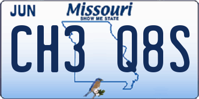 MO license plate CH3Q8S