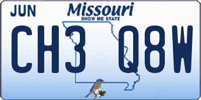 MO license plate CH3Q8W