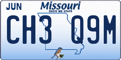 MO license plate CH3Q9M