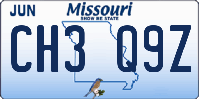 MO license plate CH3Q9Z