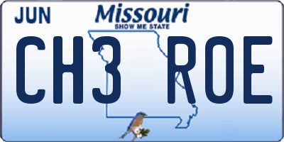 MO license plate CH3R0E